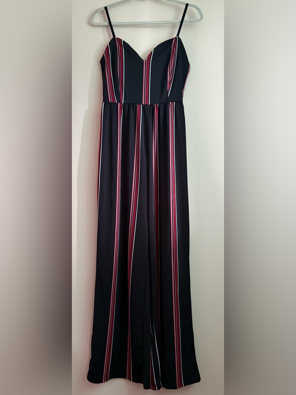 Lily Morgan Striped Spaghetti Strap Wide Leg Jumpsuit
Size Small